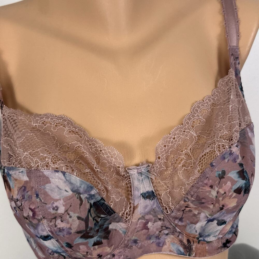 Panache Jasmine Balconnet 6951 Floral Lace Bra - Mauve and Blue - Picture 3 of 8